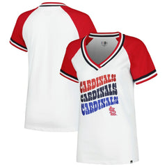 St. Louis Cardinals New Era Women's Jersey Double Binding Raglan V-Neck T-Shirt - White - New Era Lifestyle