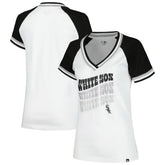 Chicago White Sox New Era Women's Jersey Double Binding Raglan V-Neck T-Shirt - White - New Era Lifestyle