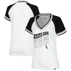 Chicago White Sox New Era Women's Jersey Double Binding Raglan V-Neck T-Shirt - White - New Era Lifestyle