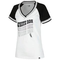 Chicago White Sox New Era Women's Jersey Double Binding Raglan V-Neck T-Shirt - White - New Era Lifestyle