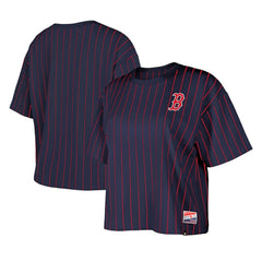 Boston Red Sox New Era Women's Boxy Pinstripe T-Shirt - Navy - New Era Lifestyle