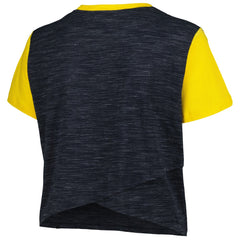 Milwaukee Brewers New Era Women's Plus Size Crossover Back Cropped T-Shirt - Navy - New Era Lifestyle