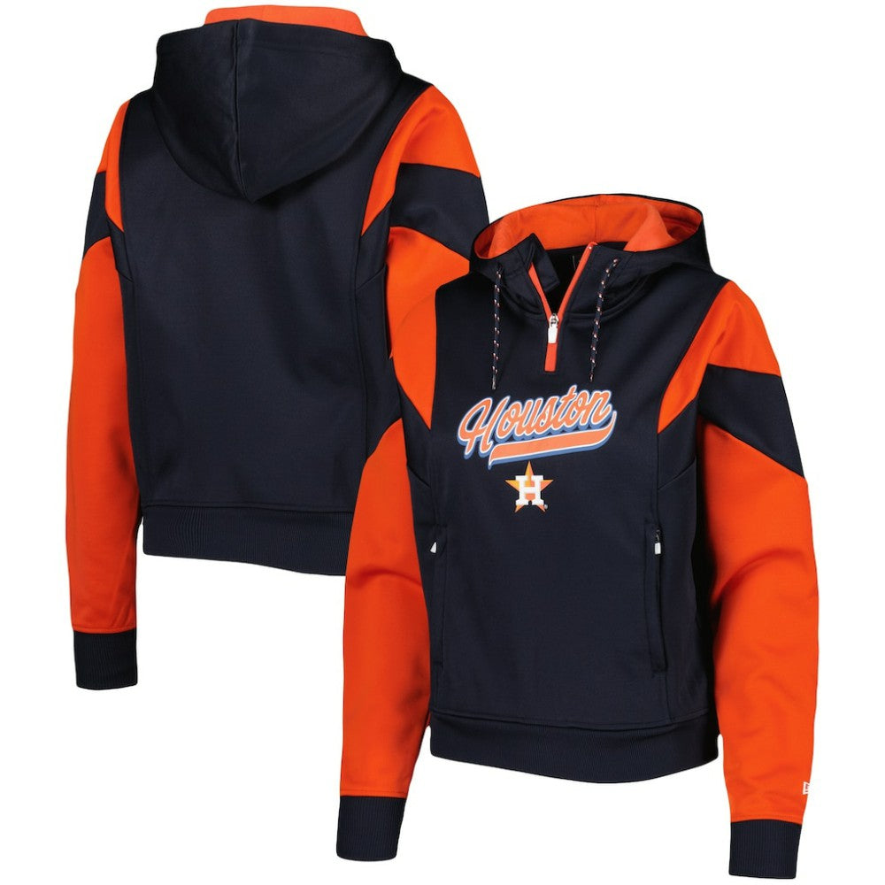 Houston Astros New Era Women's Color Block Fleece Quarter-Zip Hoodie - Navy - New Era Sale