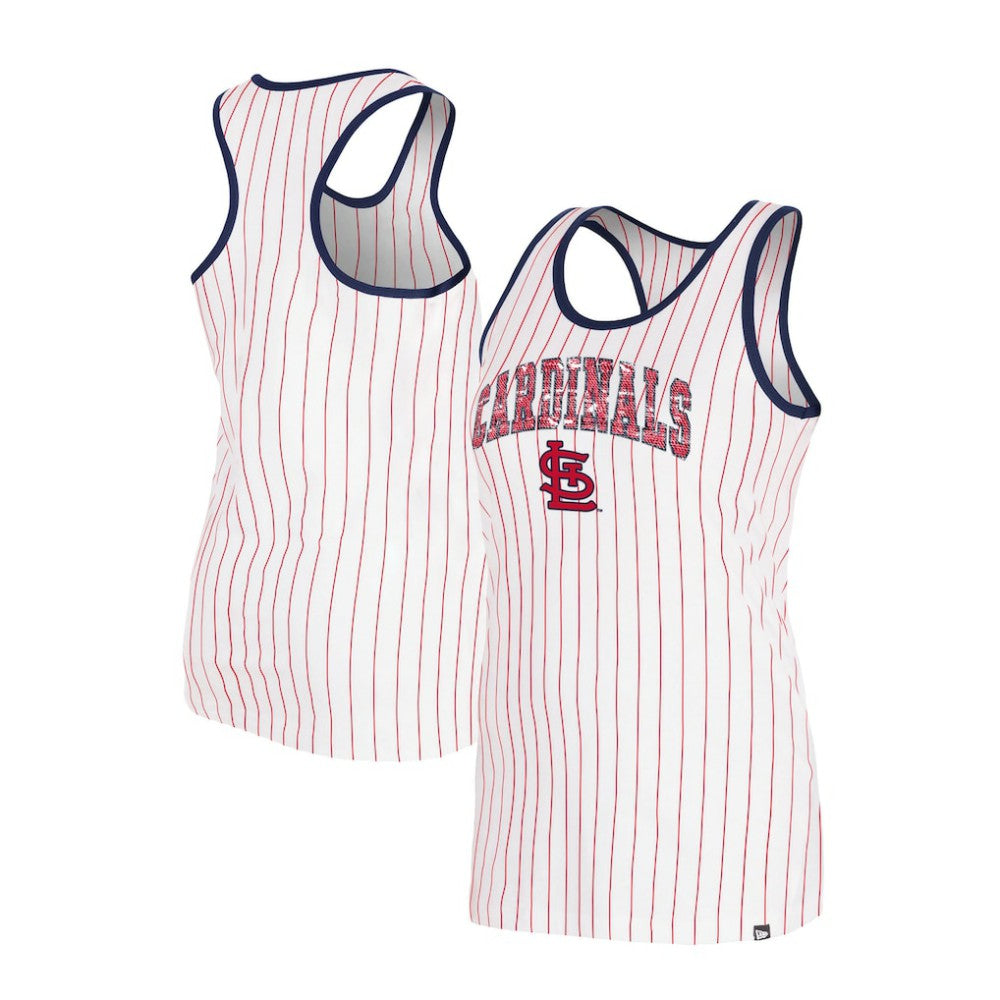 St. Louis Cardinals New Era Women's Sequin Pinstripe Racerback Tank Top - White - New Era Sale