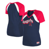Los Angeles Angels New Era Women's Heathered Raglan V-Neck T-Shirt - Navy - New Era Sale