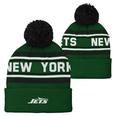 New York Jets Youth Jacquard Cuffed Knit Hat with Pom Green