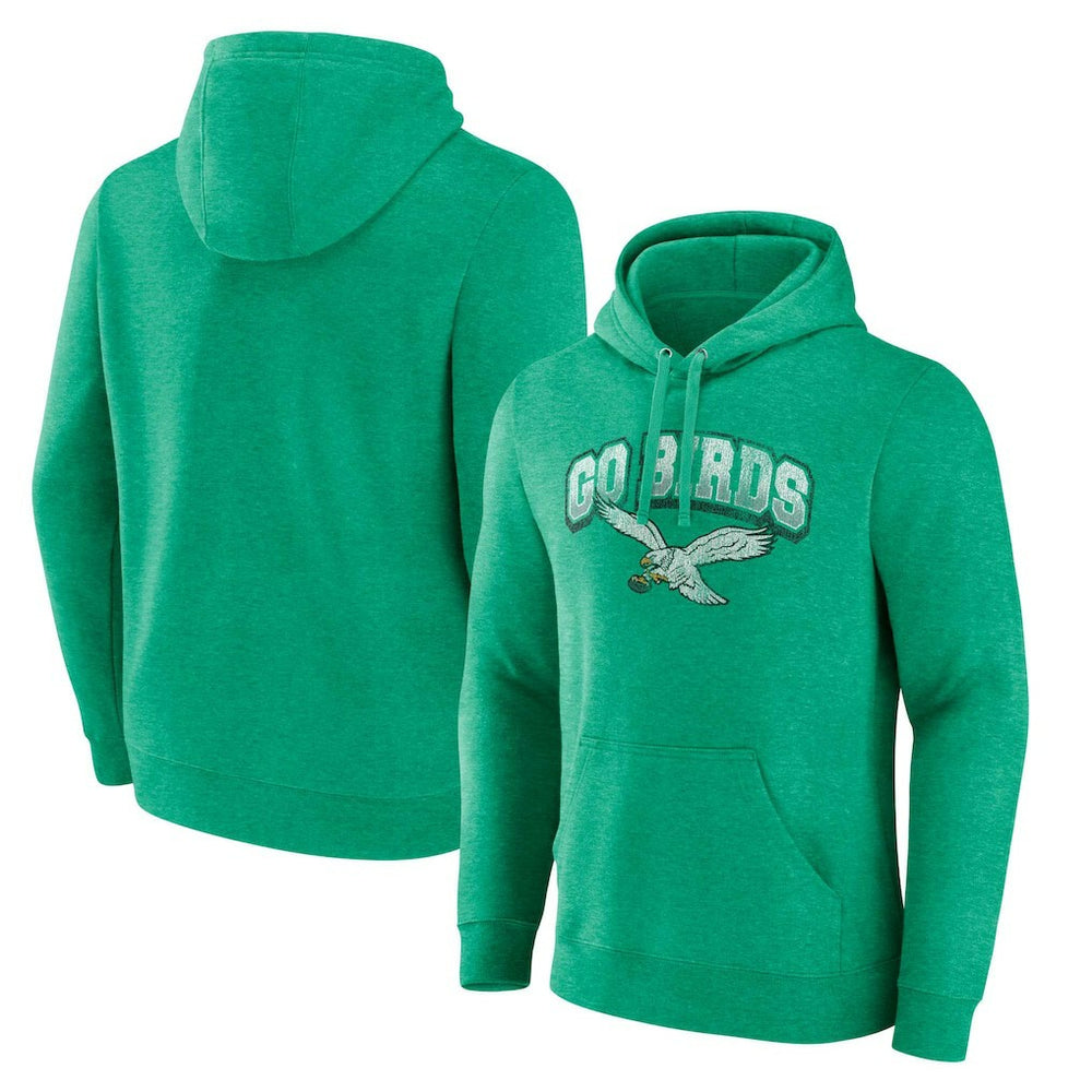 Fanatics Philadelphia Eagles Gridiron Classics Go Birds Vintage Arch Pullover Hoodie Kelly Green