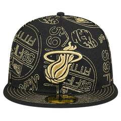 Miami Heat 59FIFTY Day Allover Print Stencil Fitted Hat Black | New Era for sale