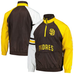 San Diego Padres Starter Elite Raglan Half-Zip Jacket - Brown/Gold - MLB Sale
