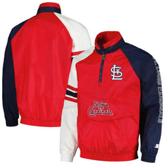 St. Louis Cardinals Starter Elite Raglan Half-Zip Jacket - Red/Navy - MLB Online