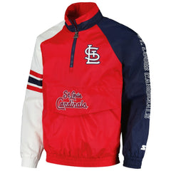 St. Louis Cardinals Starter Elite Raglan Half-Zip Jacket - Red/Navy - MLB Online