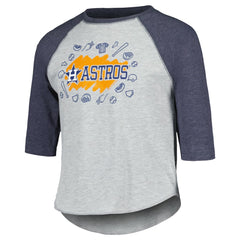 Houston Astros Soft as a Grape Youth Raglan 3/4 Sleeve T-Shirt - Heather Gray - MLB on Sale
