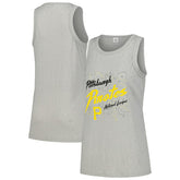 Pittsburgh Pirates Soft as a Grape Women's Gauze High Neck Tank Top - Gray - MLB Sale