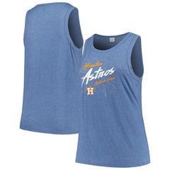 Houston Astros Soft as a Grape Women's Plus Size Curvy High Neck Tri-Blend Tank Top - Navy - MLB Sale