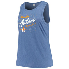 Houston Astros Soft as a Grape Women's Plus Size Curvy High Neck Tri-Blend Tank Top - Navy - MLB Sale