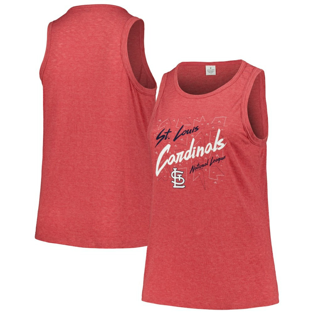 St. Louis Cardinals Soft as a Grape Women's Plus Size Curvy High Neck Tri-Blend Tank Top - Red - MLB Discount