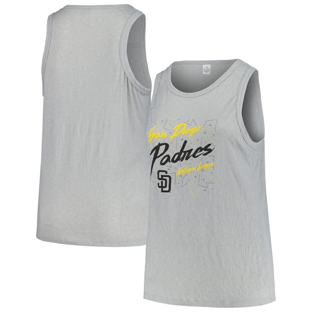 San Diego Padres Soft as a Grape Women's Plus Size Curvy High Neck Tri-Blend Tank Top - Steel - MLB Discount
