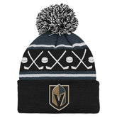 Vegas Golden Knights Preschool Faceoff Cuffed Knit Hat with Pom - Black - NHL 200969850