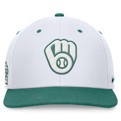 Milwaukee Brewers Nike Bicoastal Two-Tone Pro Performance Snapback Hat - White/Green - Nike on Sale