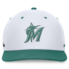 Miami Marlins Nike Bicoastal Two-Tone Pro Performance Snapback Hat - White/Green - Nike on Sale