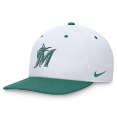 Miami Marlins Nike Bicoastal Two-Tone Pro Performance Snapback Hat - White/Green - Nike on Sale