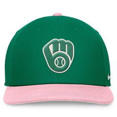Milwaukee Brewers Nike Malachite Pro Performance Snapback Hat - Green/Pink - Nike Sale