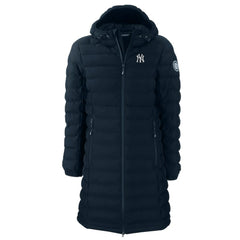 New York Yankees Cutter & Buck Women's Mission Ridge Repreve Eco Insulated Full-Zip Long Puffer Jacket - Navy - MLB on Sale