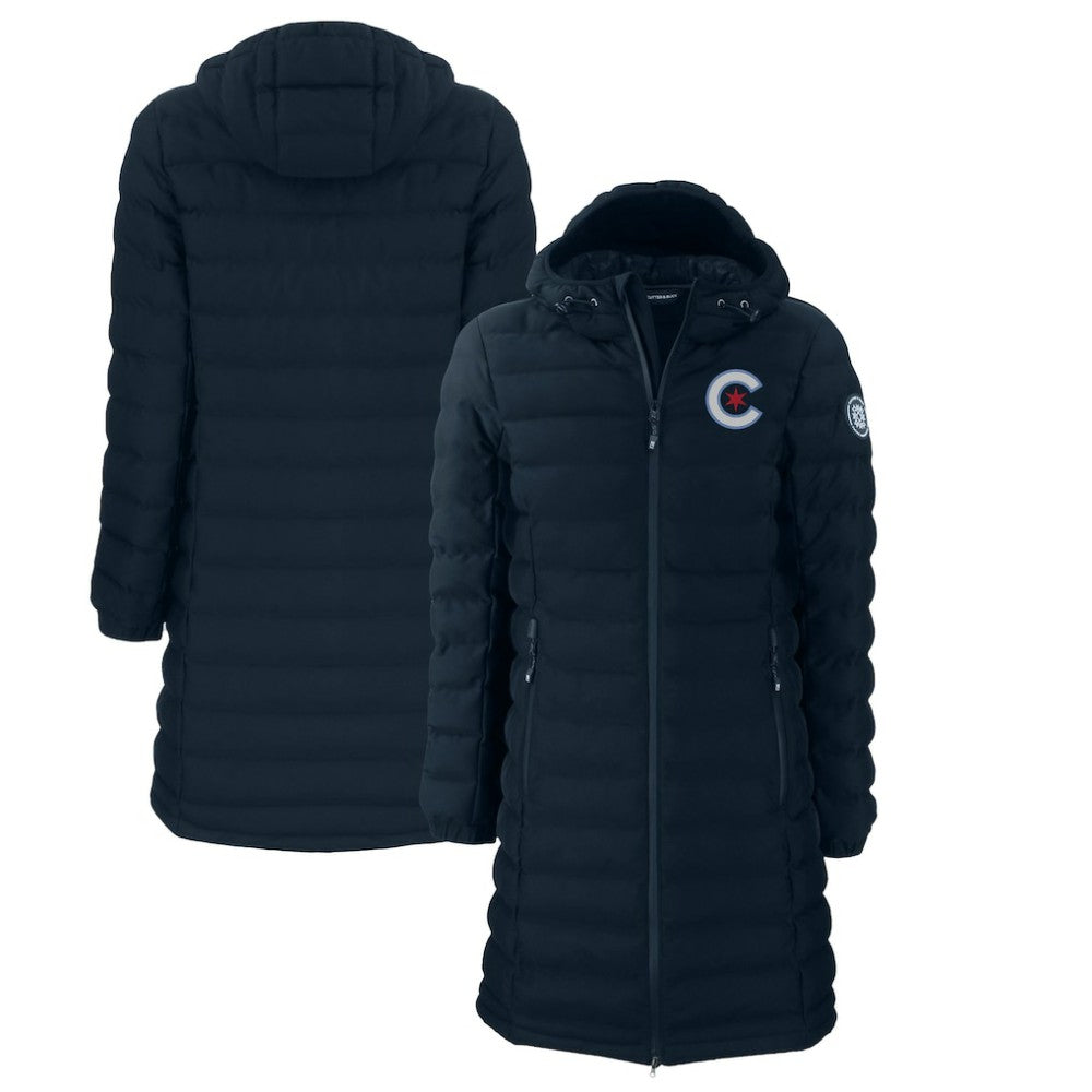Chicago Cubs Cutter & Buck Women's City Connect Mission Ridge Repreve Eco Insulated Full-Zip Long Puffer Jacket - Navy - MLB Online