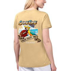 New Orleans Saints Margaritaville Women's Game Time V-Neck T-Shirt Gold