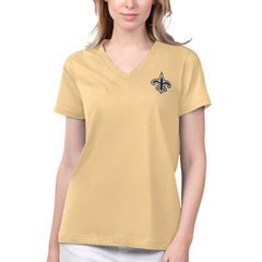 New Orleans Saints Margaritaville Women's Game Time V-Neck T-Shirt Gold