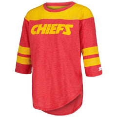 Kansas City Chiefs Starter Women's Fullback Tri-Blend 3/4-Sleeve T-Shirt Red