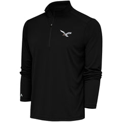 Philadelphia Eagles Antigua Throwback Logo Tribute Quarter-Zip Pullover Top Black
