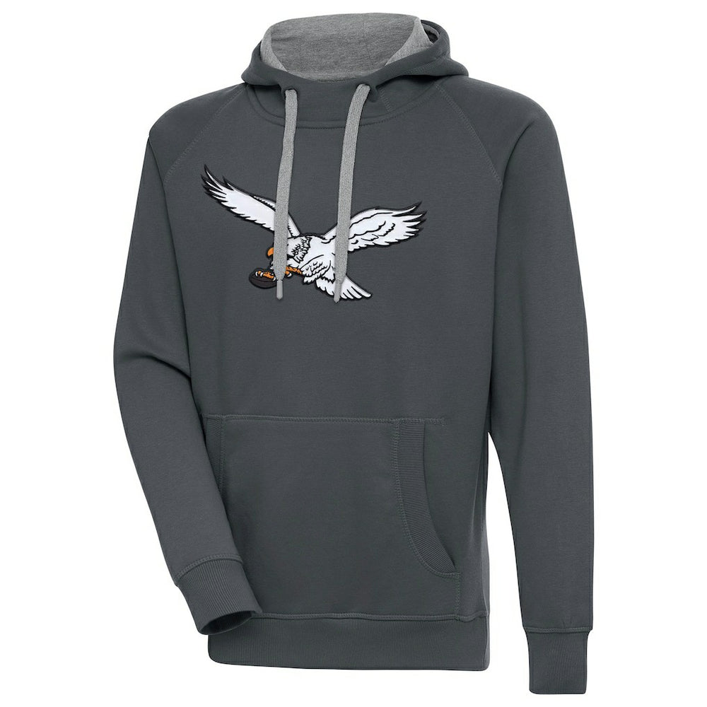 Philadelphia Eagles Antigua Throwback Logo Victory Pullover Sweatshirt Charcoal