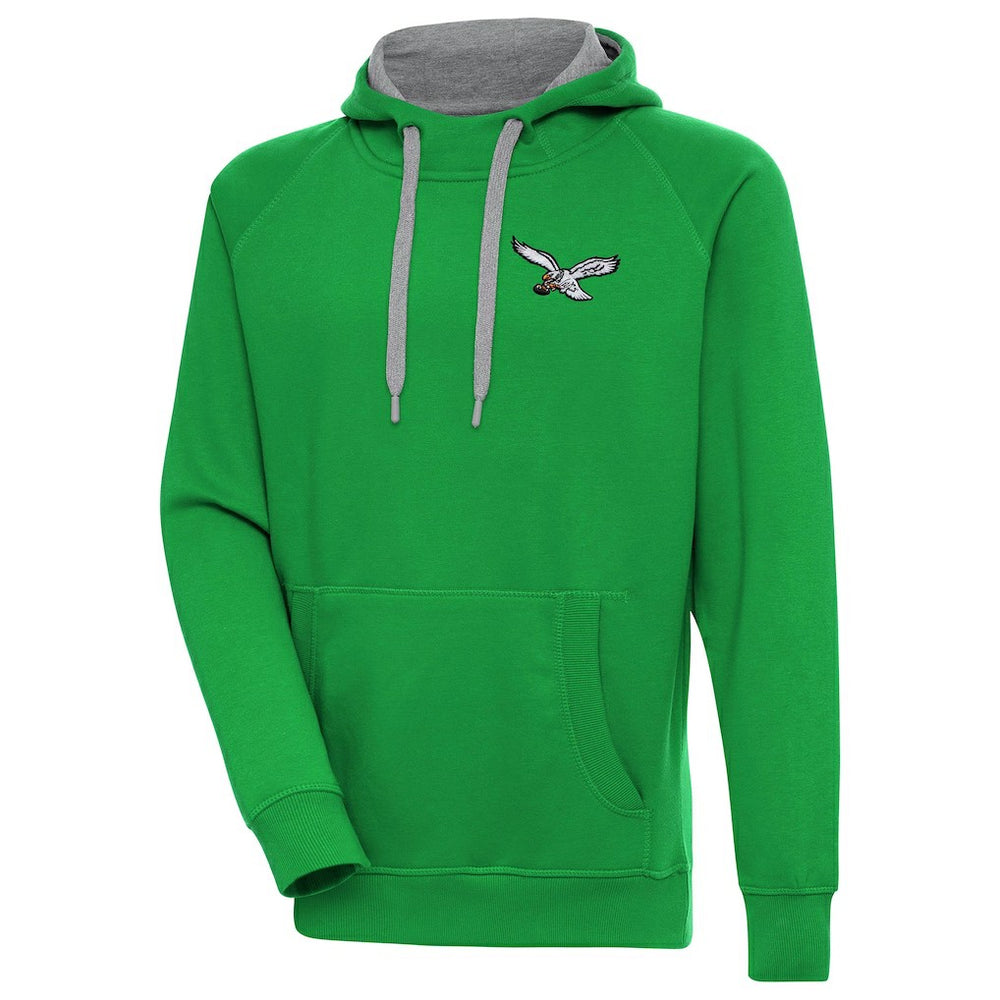 Philadelphia Eagles Antigua Throwback Logo Victory Pullover Hoodie Kelly Green