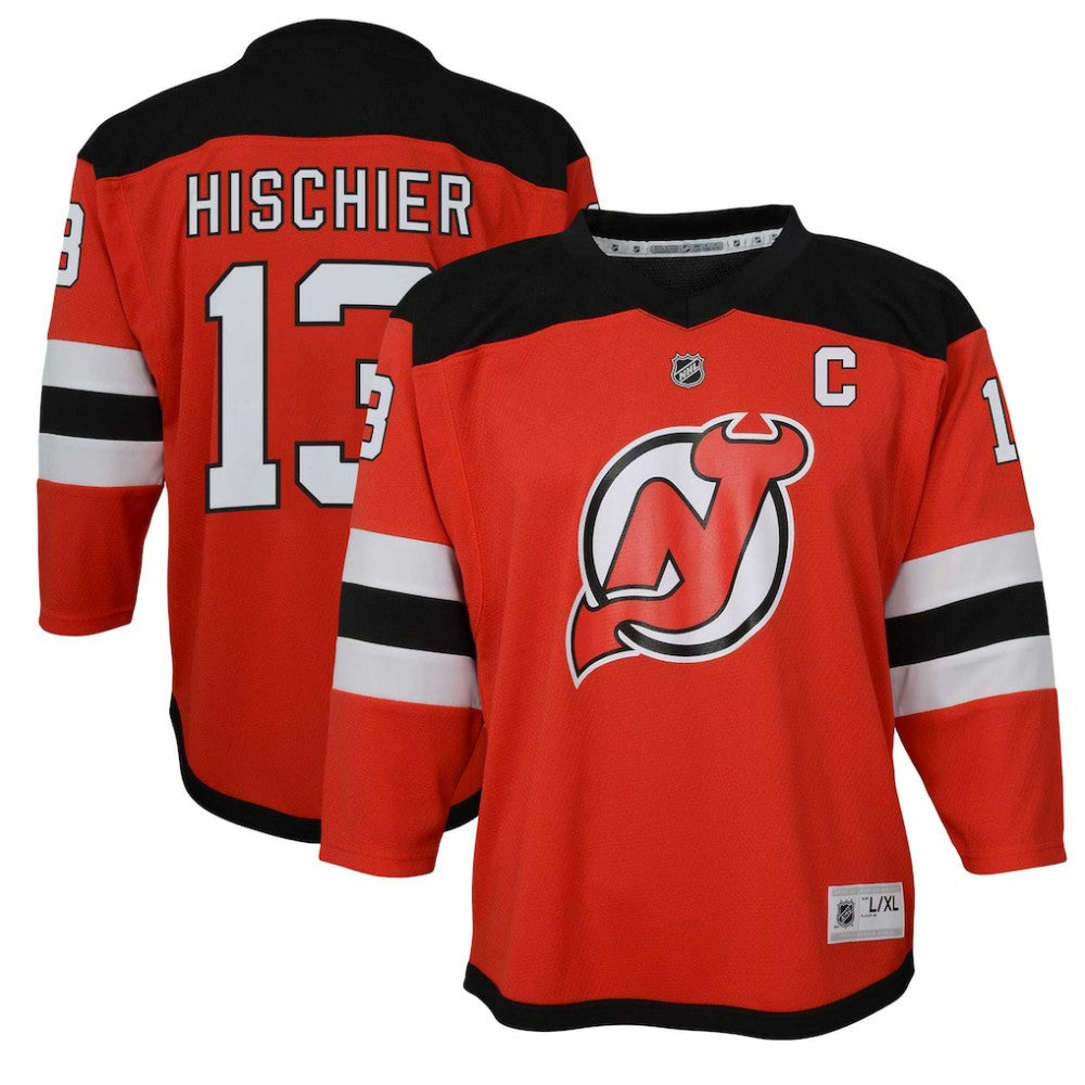 Nico Hischier New Jersey Devils Youth Captain Patch Home Replica Player Jersey - Red - NHL 200982458