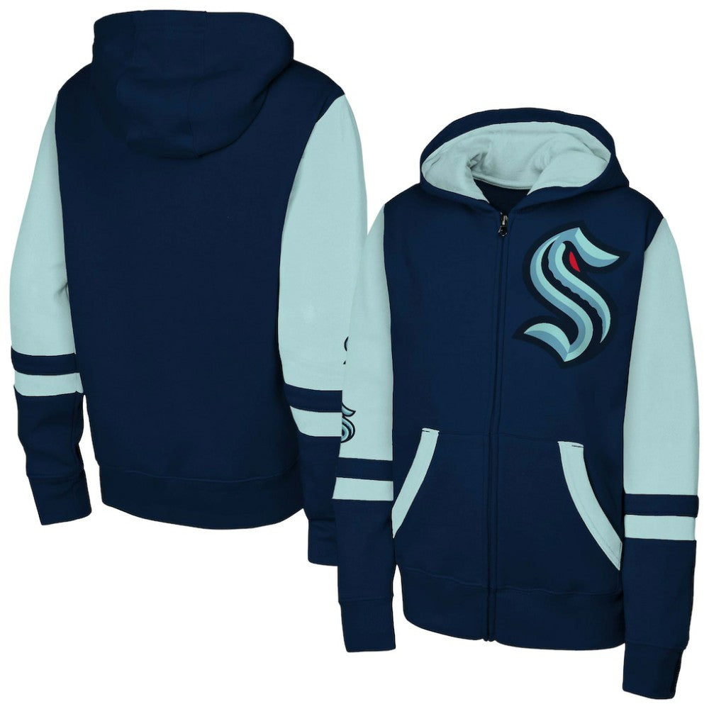 Seattle Kraken Youth Face Off Full-Zip Hoodie - Navy - NHL 200984226