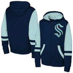 Seattle Kraken Youth Face Off Full-Zip Hoodie - Navy - NHL 200984226