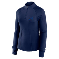 New York Yankees Fanatics Women's Elements Raglan Tri-Blend Quarter-Zip Top - Navy - Fanatics Lifestyle