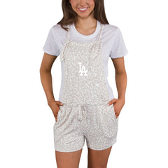 Los Angeles Dodgers Concepts Sport Women's Montana Hacci Knit Romper Overalls - Cream - MLB Lifestyle