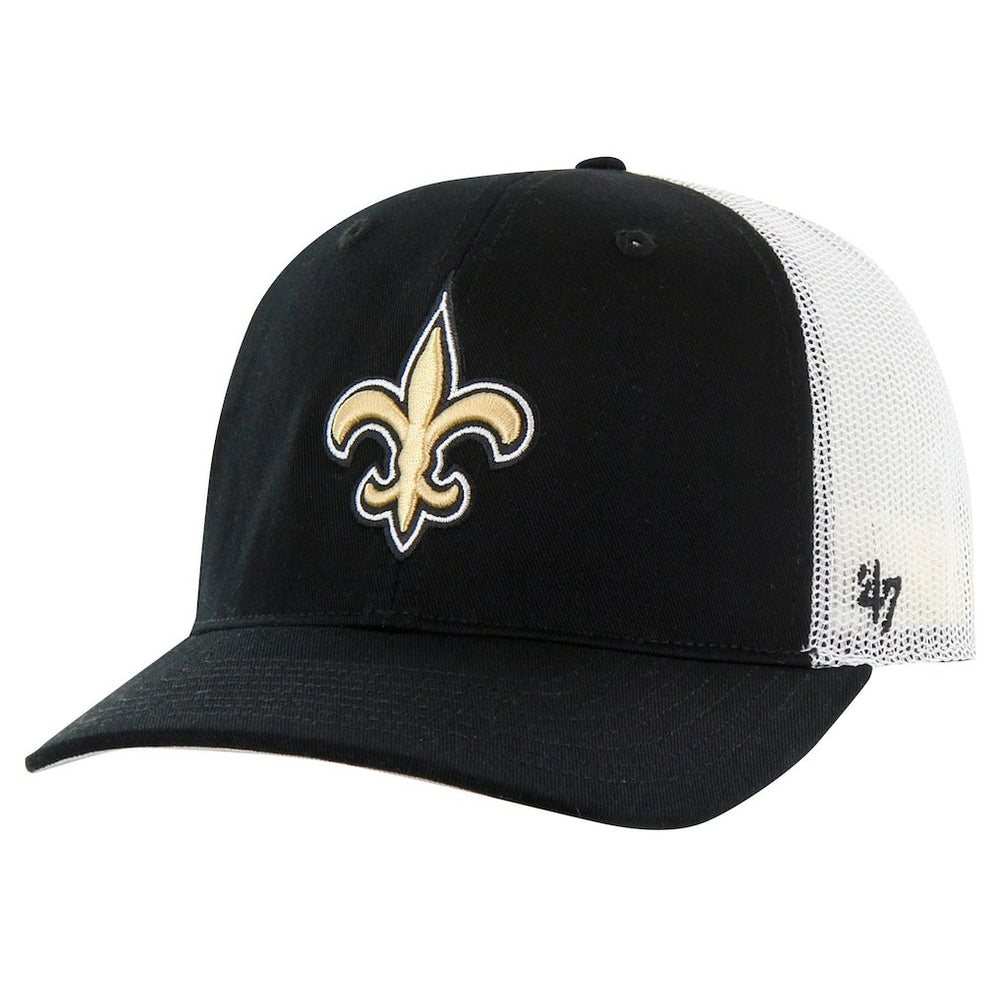 47 brand New Orleans Saints '47 Team Unstructured Trucker Adjustable Hat Black/White