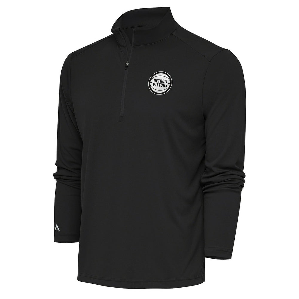 Detroit Pistons Antigua Metallic Logo Tribute Quarter-Zip Pullover Charcoal