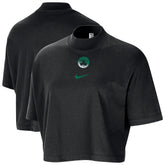 Boston Celtics Women's Courtside Mock Neck Loose Fit Cropped T-Shirt Black | Nike Lifestyle
