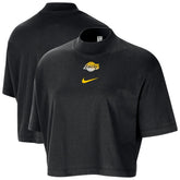 Los Angeles Lakers Women's Courtside Mock Neck Loose Fit Cropped T-Shirt Black | Nike for sale