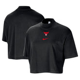 Chicago Bulls Women's Courtside Mock Neck Loose Fit Cropped T-Shirt for sale Black | Nike outlet