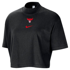 Chicago Bulls Women's Courtside Mock Neck Loose Fit Cropped T-Shirt for sale Black | Nike outlet