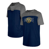 Milwaukee Brewers New Era Active Brushed Hoodie T-Shirt - Navy - New Era Lifestyle