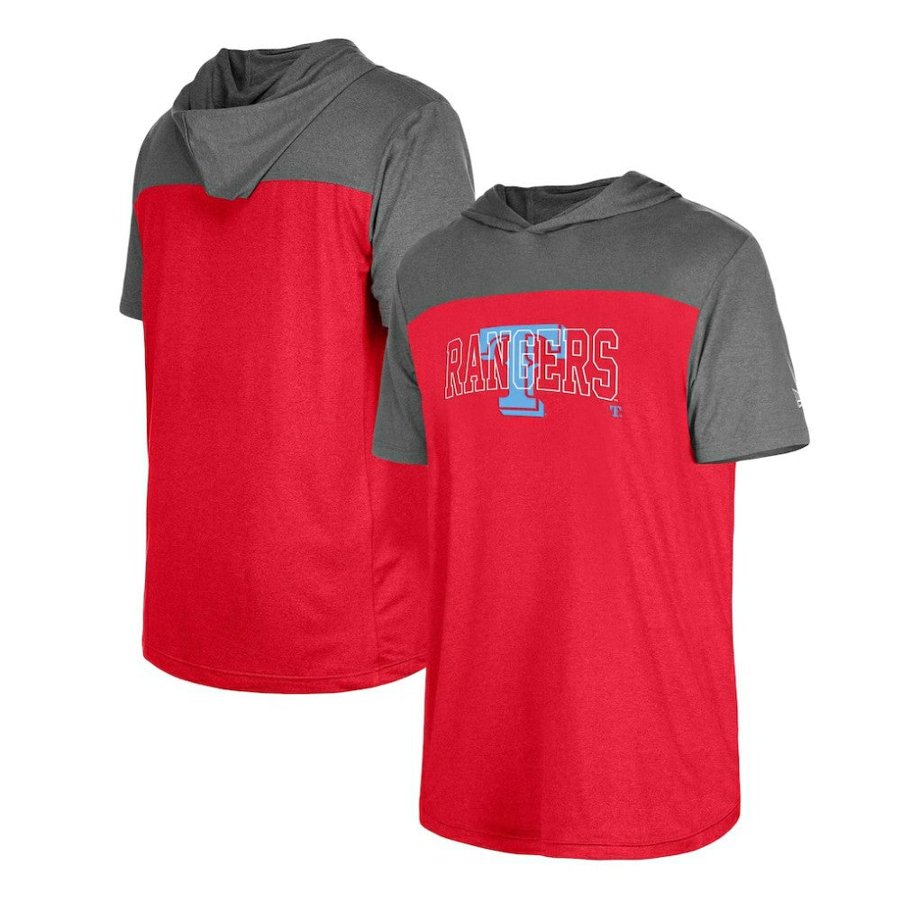 Texas Rangers New Era Active Brushed Hoodie T-Shirt - Red - New Era Lifestyle