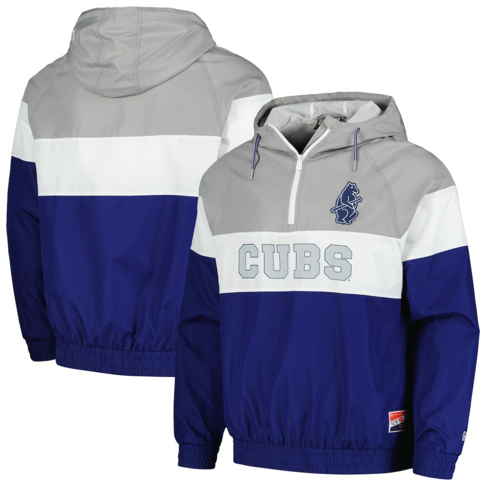 Chicago Cubs New Era Ripstop Raglan Quarter-Zip Hoodie Windbreaker Jacket - Royal - New Era on Sale