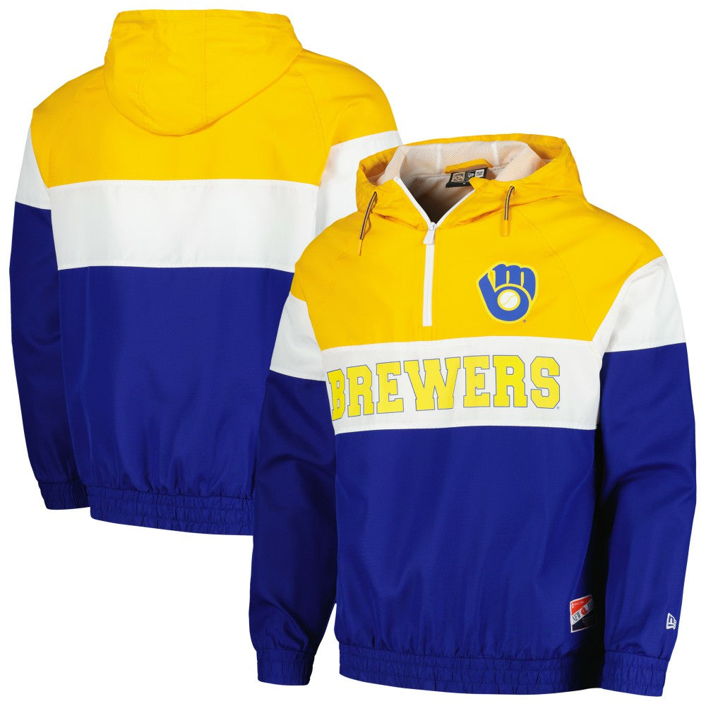 Milwaukee Brewers New Era Ripstop Raglan Quarter-Zip Hoodie Windbreaker Jacket - Royal - New Era on Sale