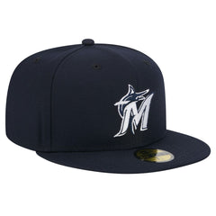 Miami Marlins New Era White Logo 59FIFTY Fitted Hat - Navy - New Era Sale